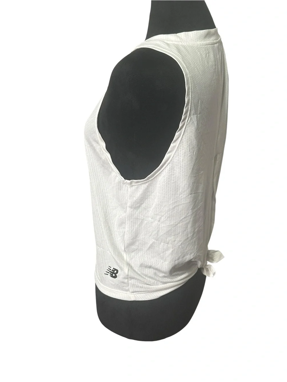 New Balance Women’s S White Mesh Open Back Running Tank Top Tie Workout Athletic